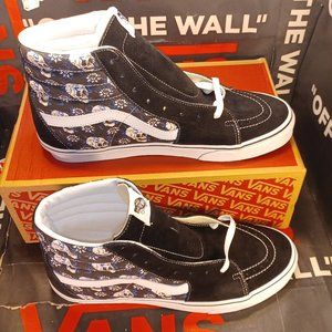 Vans Men's 12 Sk8-Hi Flash Skulls Canvas Suede Skate shoes Black VN0A4U3C1HJ